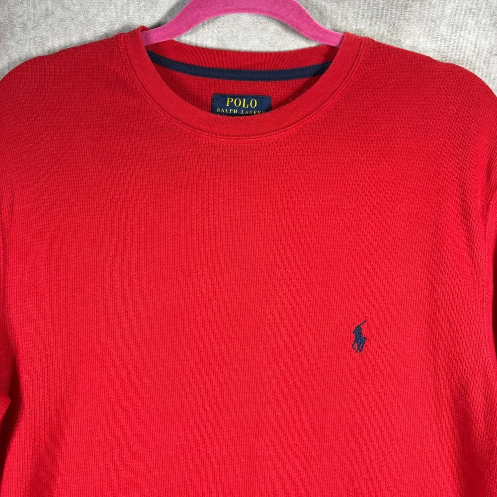 Polo Ralph Lauren‎ Waffle Knit Thermal Shirt Mens Large Red Long Sleeve Crewneck